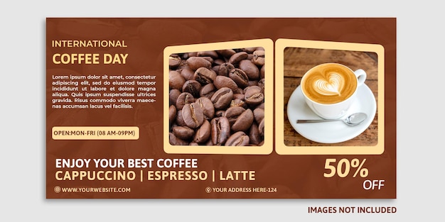 International coffee day web banner design template