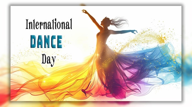 PSD international dance day squared flyer for dance festival with performer background