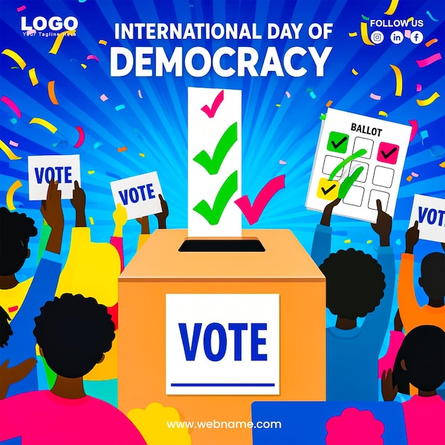 International Day of Democracy Social media post design template