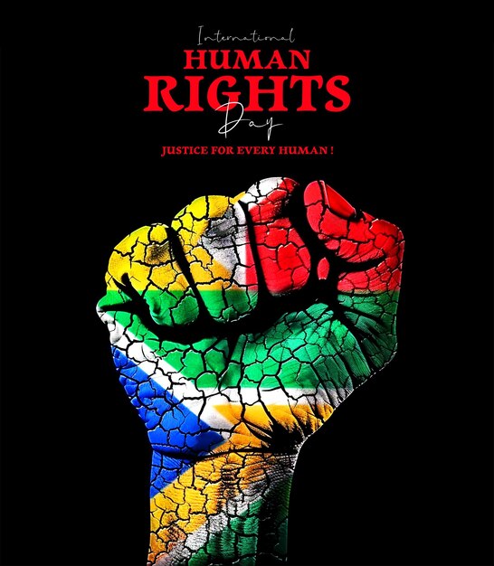 PSD international human rights day poster with africa national flag art