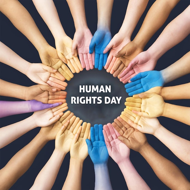 PSD international human rights day template with fist hand