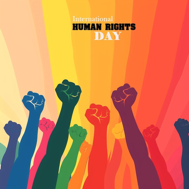 PSD international human or solidarity day raising hands illustration