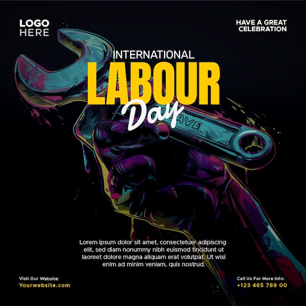 International Labour Day 1st May social media post design template