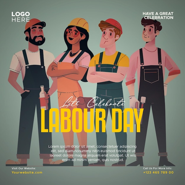 International labour day social media post template