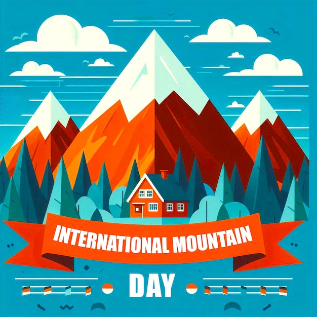 International mountain day flat illustration banner