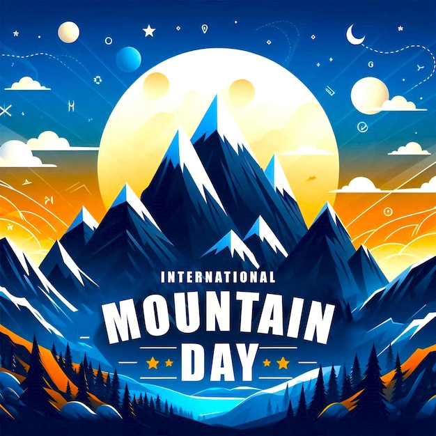 International mountain day flat illustration banner