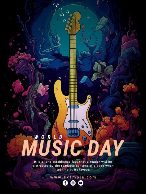 International music festival world music day concept poster and world music day concept template PSD