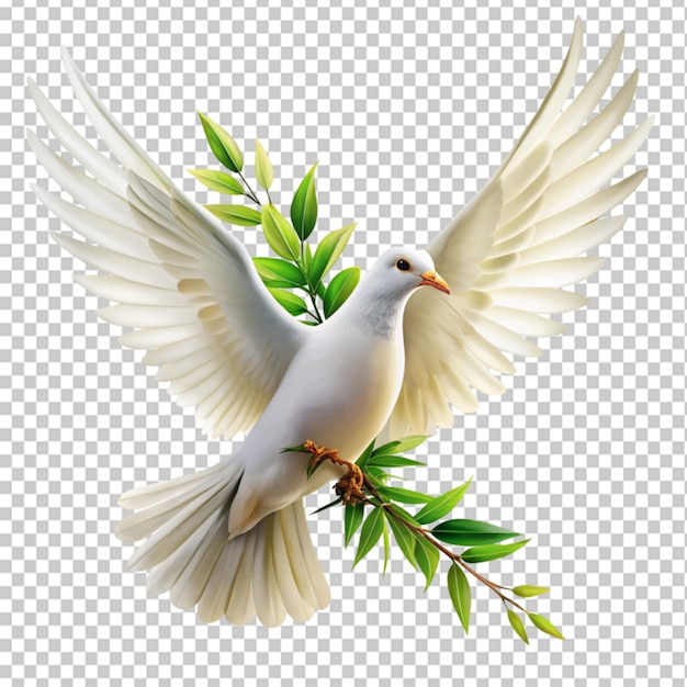 PSD international peace day dove with olive on transparent background