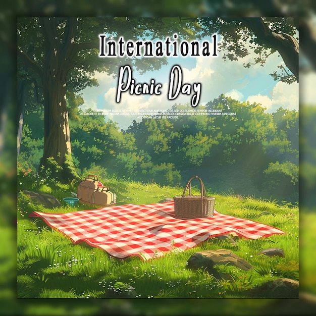 International picnic day background or banner design template