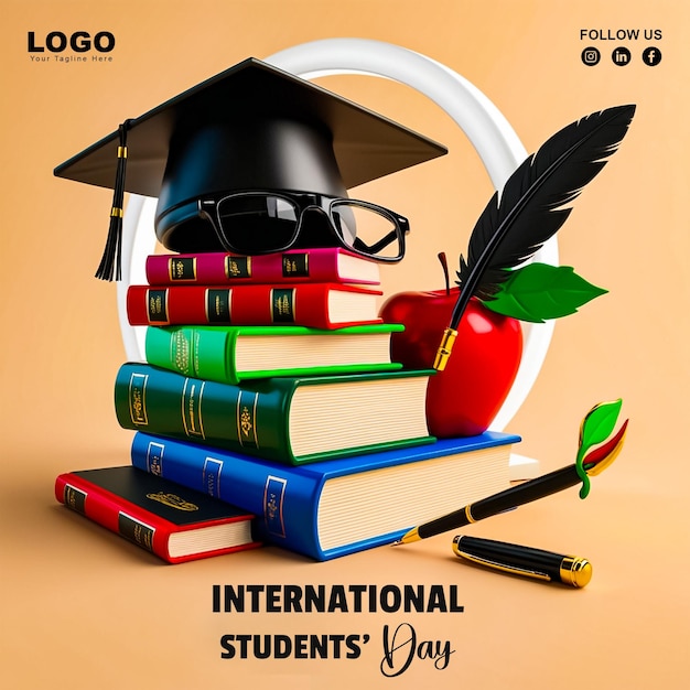 PSD international students day social media post design