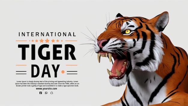 PSD international tiger day illustration template