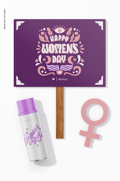 International Women’s Day Sign Mockup, Top View