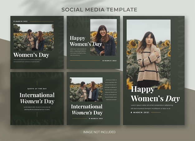 International women's day social media pack bundle template design