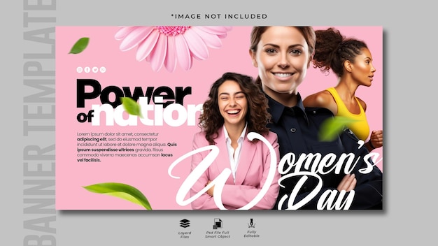 International womens day Horizontal banner design template