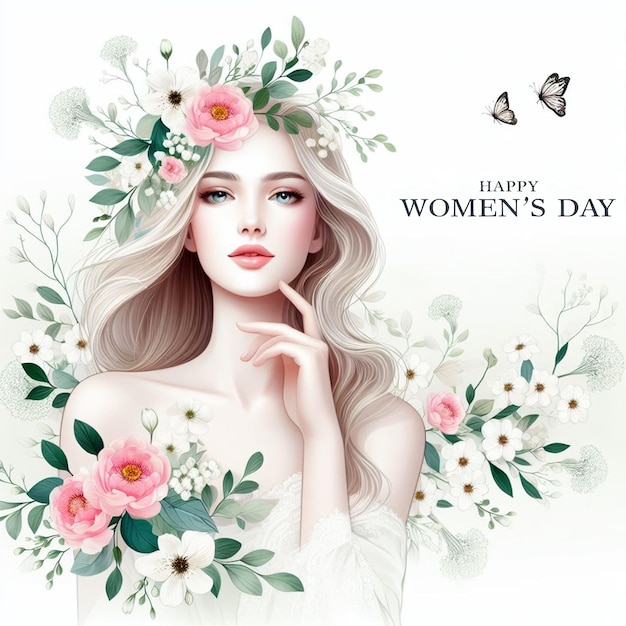 International Womens Day illustration with flowers