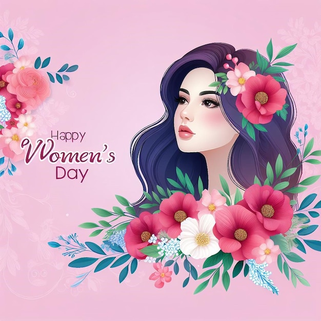 International Womens Day illustration with flowers