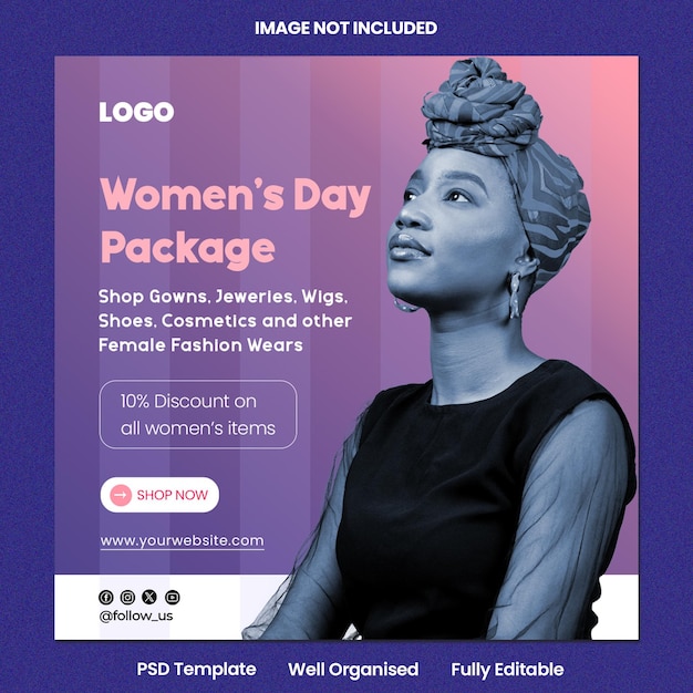 international womens day shopping promo design template