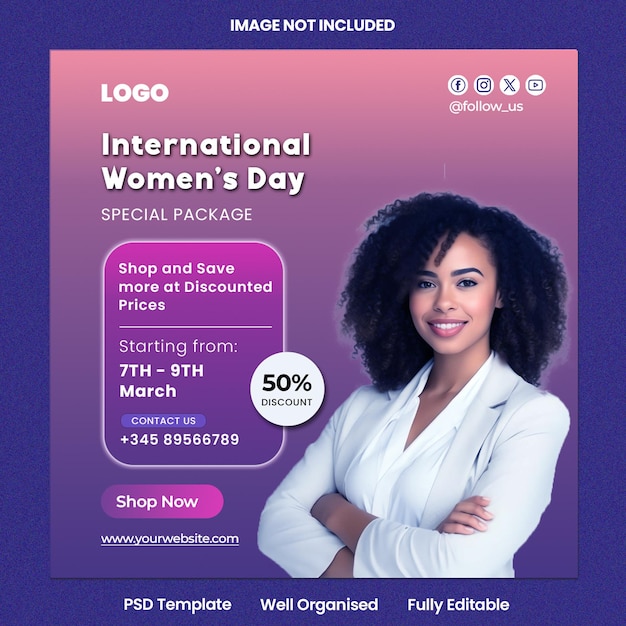 International womens Day shopping special package design template