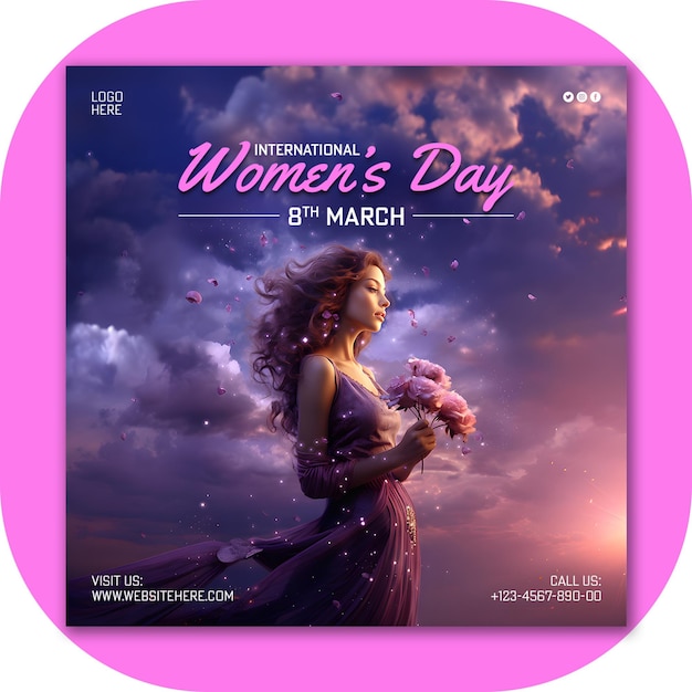 International womens day social media square post design template