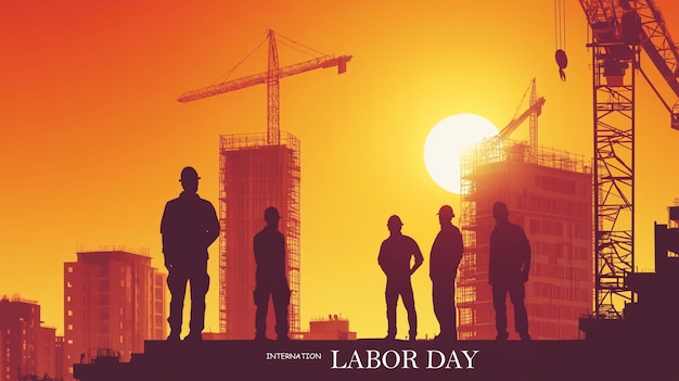 International Workers Day with sunset background Happy Labour Day background