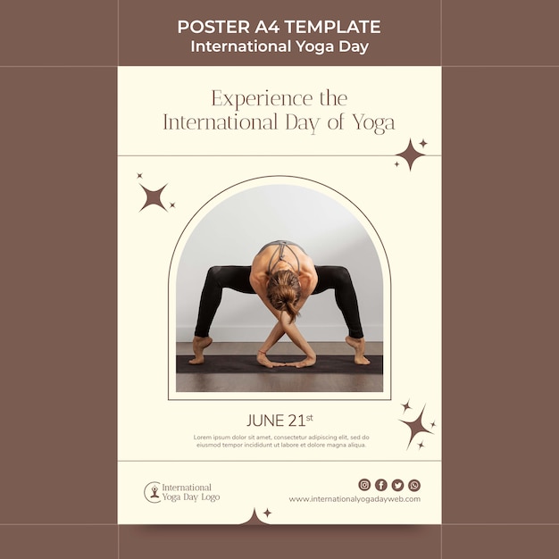 PSD international yoga day poster template design