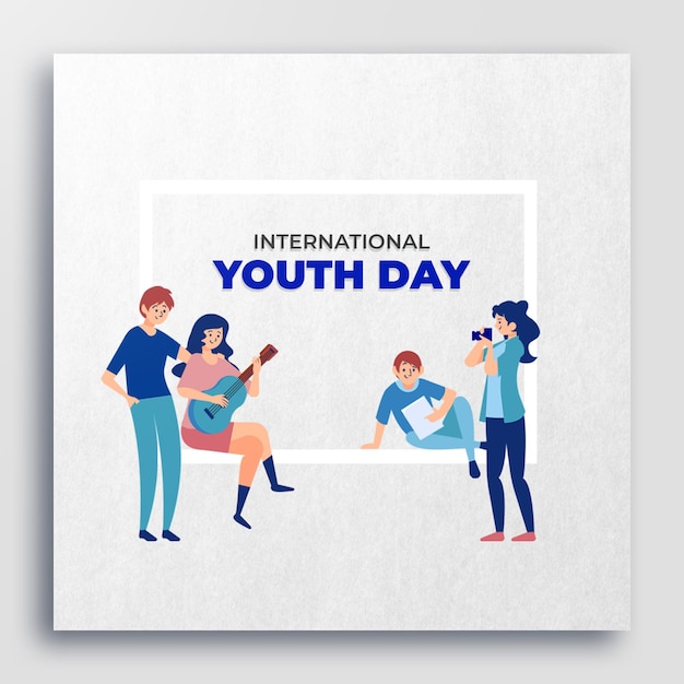 PSD international youth day celebration social media post design template