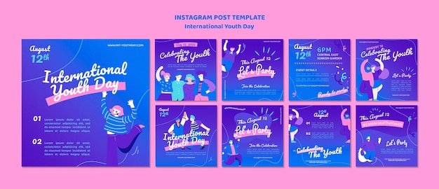 International youth day instagram posts template