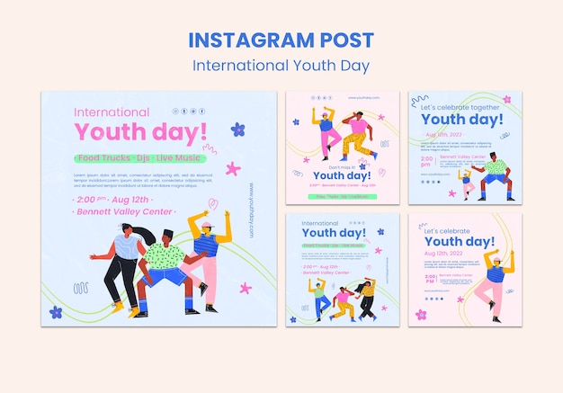 PSD international youth day instagram posts