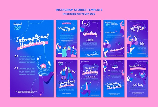 International youth day instagram stories template