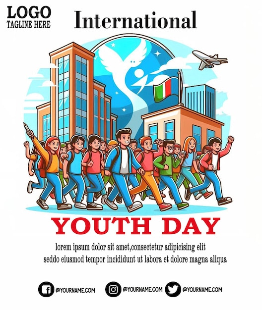 PSD international youth day poster template post