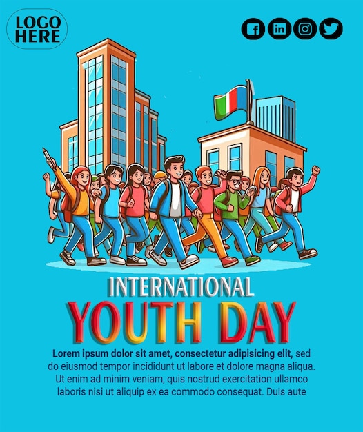 PSD international youth day poster template post