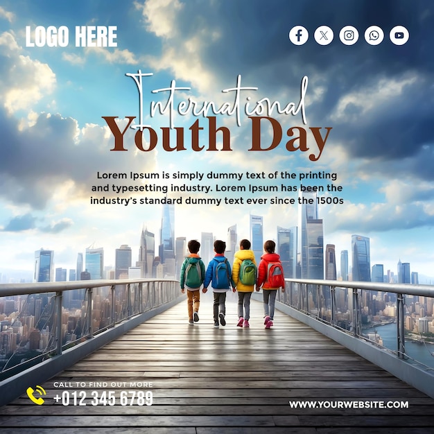 International Youth Day social media banner and poster template