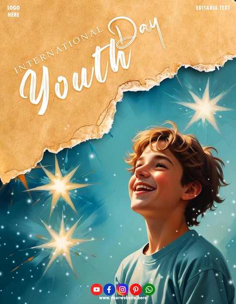 International Youth Day template for social media poster and banner