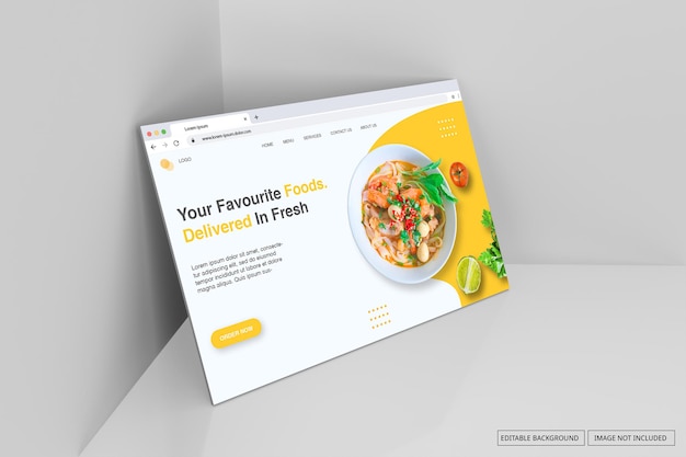 Internet browser window for landing page mockup