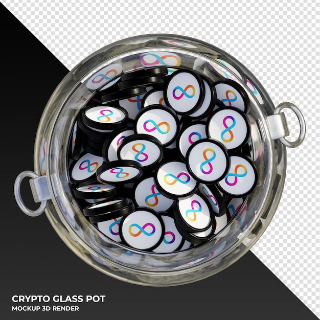 Internet Computer ICP crypto coin Top View Clear Glass Pot