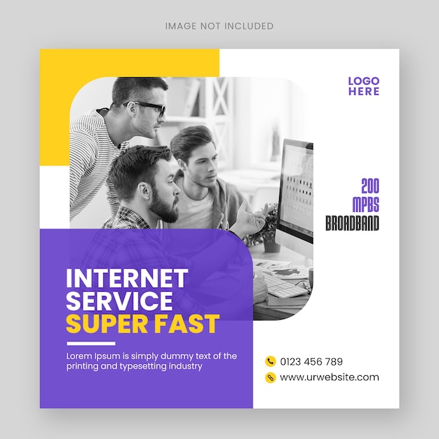 Internet service social media post or web banner design template premium Psd