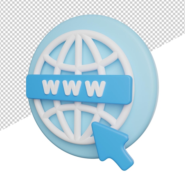 Internet Web Domain side view 3d rendering icon illustration on transparent background