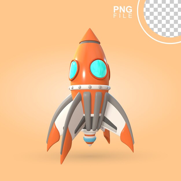 PSD into the future immerse yourself in the captivating 3d icon featuring an orange rocket design