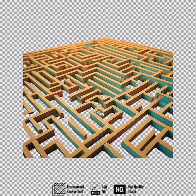 PSD intricate angular maze on plain studio background