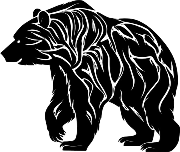 Intricate bear stencil for creative wildlife art and craft projects