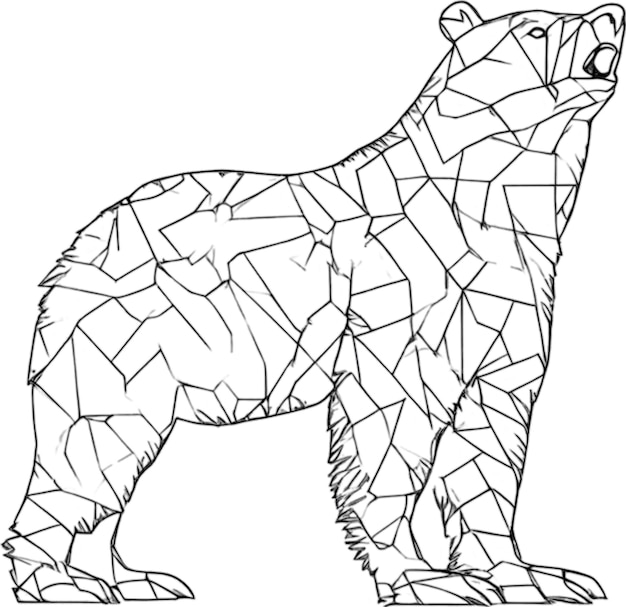 PSD intricate bear stencil for creative wildlife art and craft projects