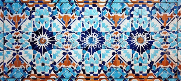 PSD intricate blue and orange mosaic tile pattern