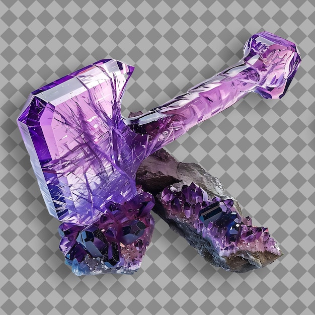 Intricate Crystal War Hammer Glowing With an Inner Light and PNG Game Asset on Clean Background