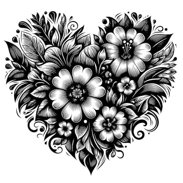 Intricate Heart A Black and White Abstract Expression