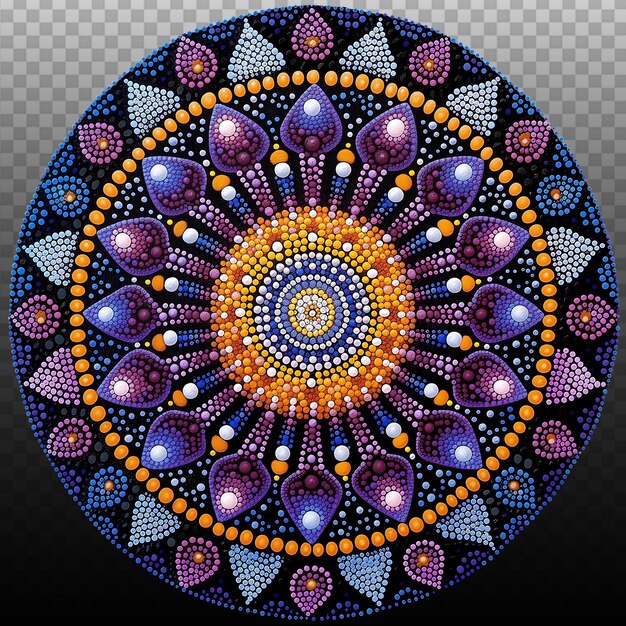 PSD intricate microdot mandala with mesmerizing kaleidoscope colors