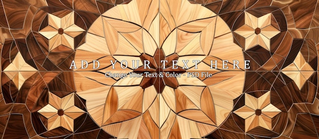 PSD intricate wood mosaic with geometric star patterns