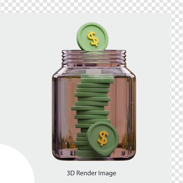 investing money saving in jar 3d illustration