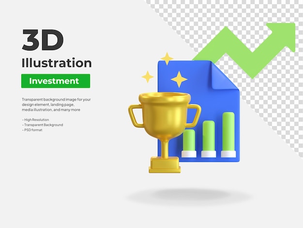 Investment achievement icon 3d illustration