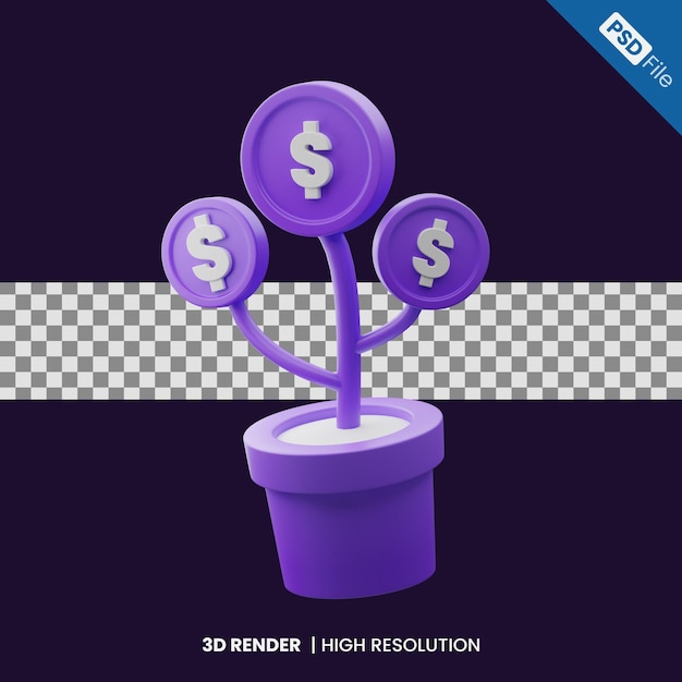 investment growth icon 3d illustration