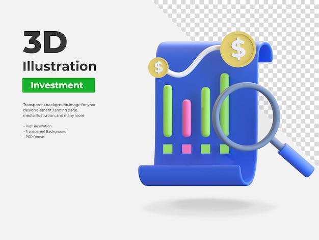 Investment portfolio analytic icon 3d illustration